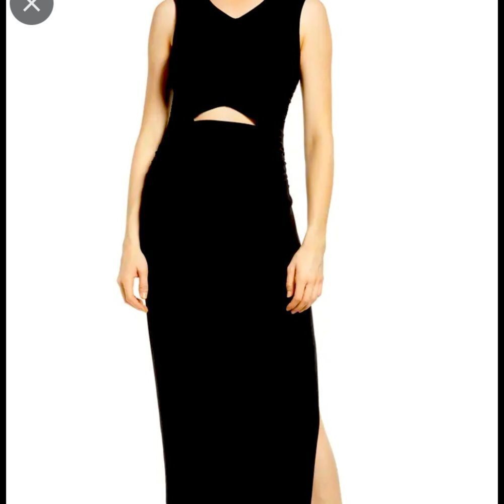 NWT Open Edit cutout ruched black midi dress XXL